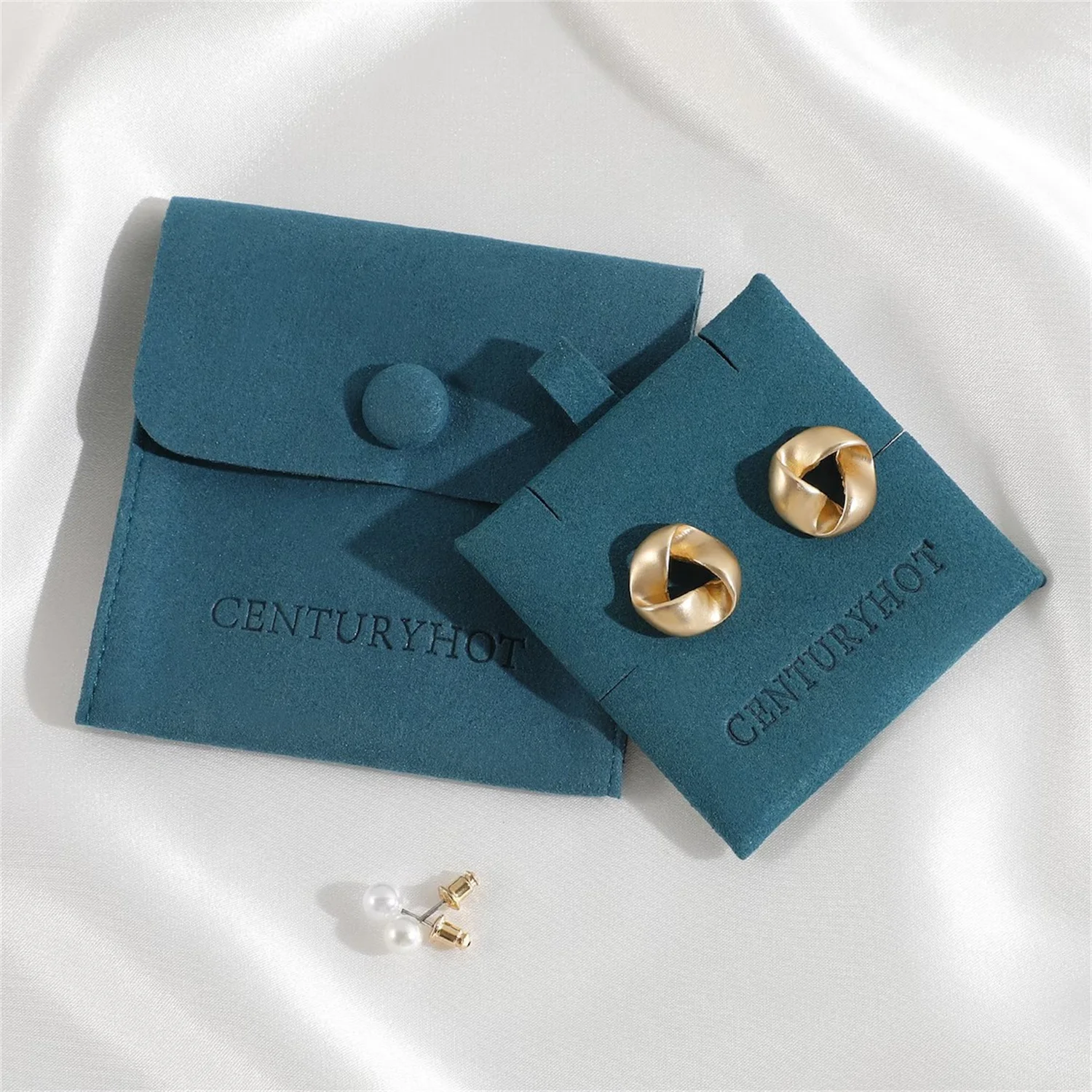 

50 Jewelry Bag Pouch with Button Logo Custom Printed Card Earrings Necklace Packaging Bag