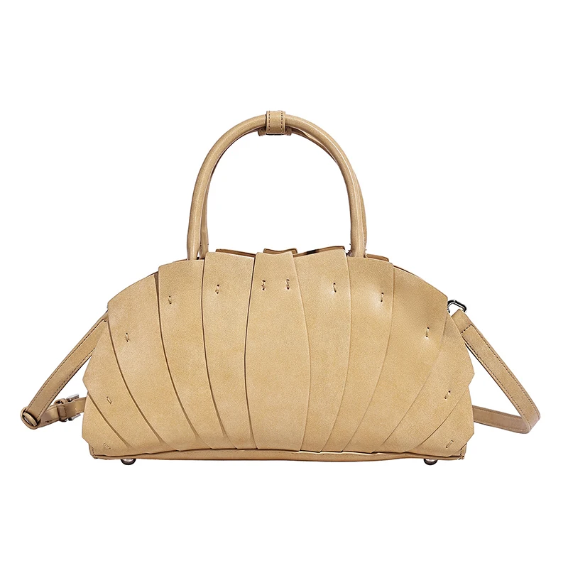Fächerförmige Lotusblatt-Rüschen-Umhängetasche, Handgefertigte Patchwork-Tragetasche für Damen, Designer Trendige Pendler-Boho-Chic-Handtasche – Detail 2