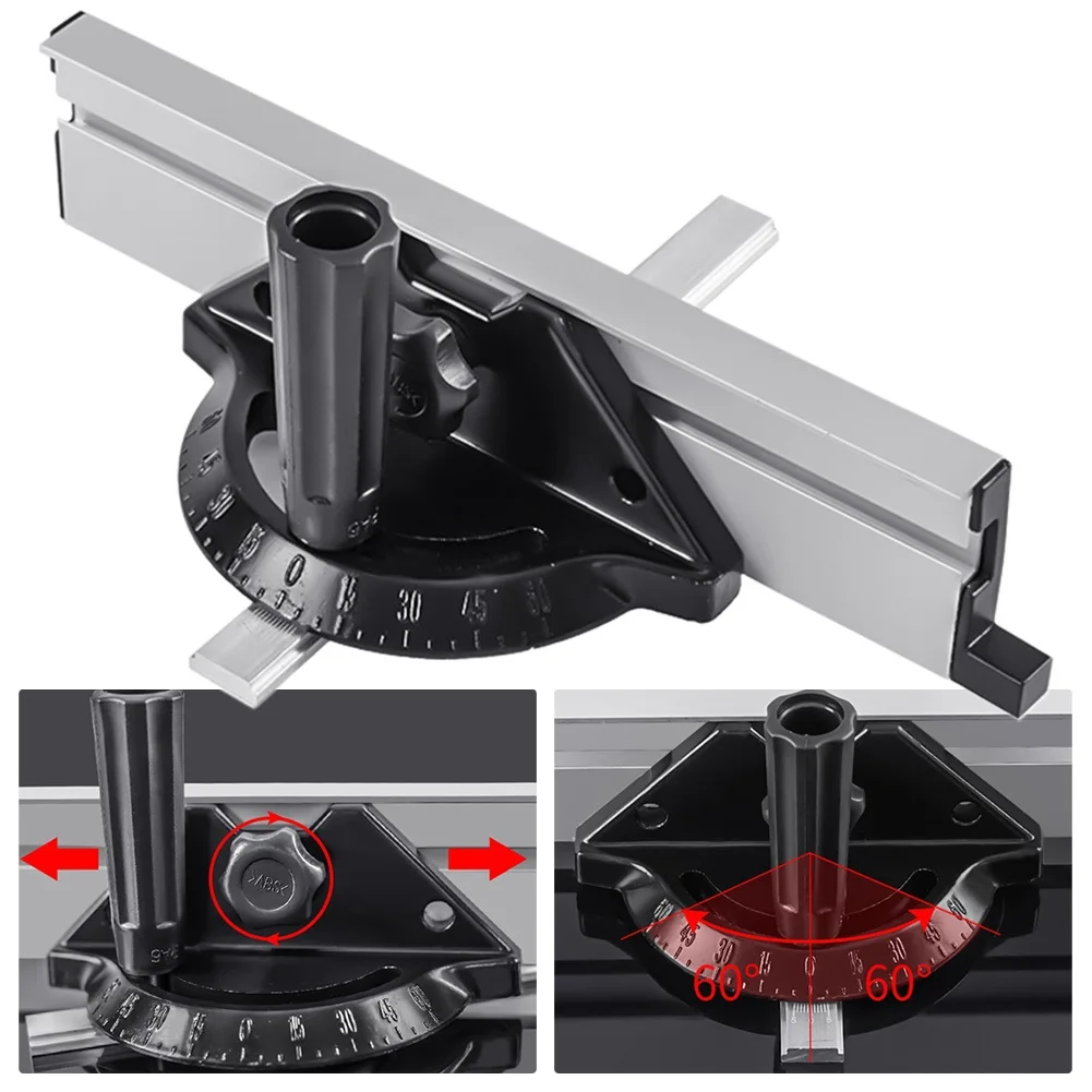 /Aluminum /Alloy /Adjustable Miter Gauge Fence Angle Plate Ruler Push Block For Table Saw Band Saw Router Woodworking Cutting To