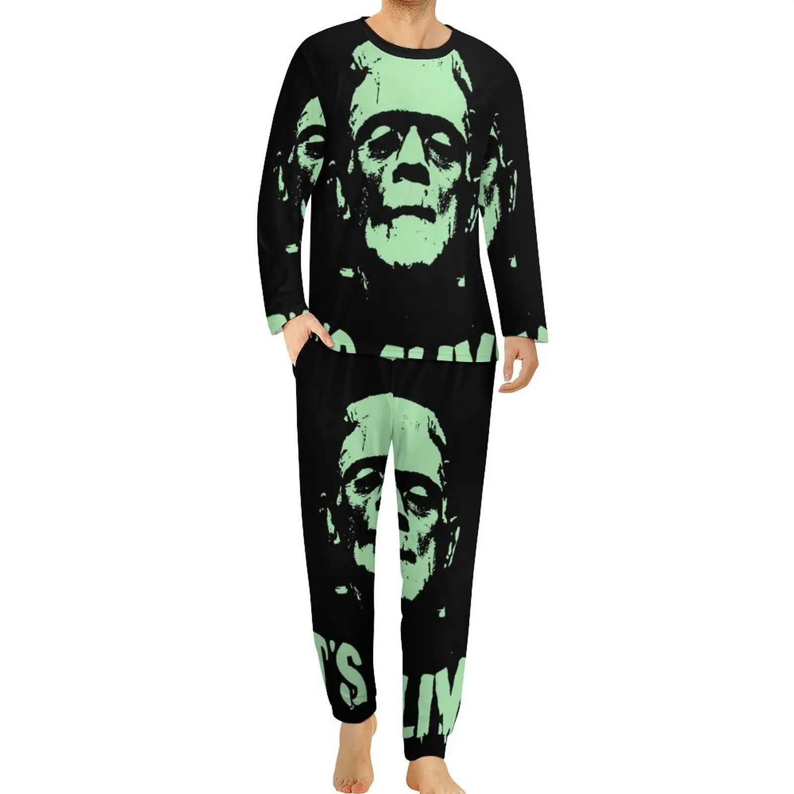 FRANKENSTEIN  Alive Pajamas Long Sleeve Novel Two Piece Casual Pajama Sets Autumn Man Design Warm Big Size Nightwear