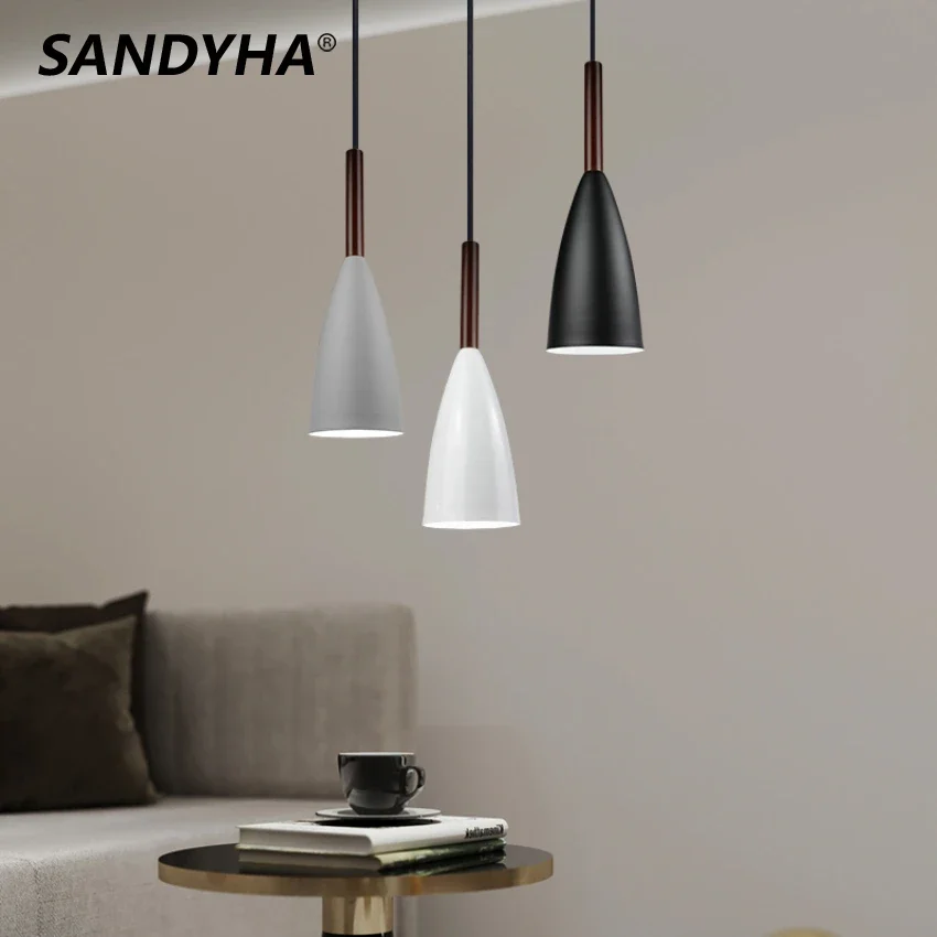 SANDYHA Modern Single Head Small Pendant Lights Kitchen Bedroom Dining Room Bar Table Furniture Simple Fashion LED Hanging Lamp