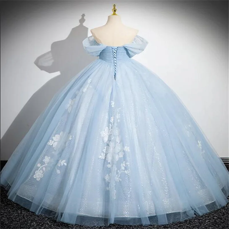 MULONG-vestido de graduación con purpurina y fotos reales para mujer, mangas abullonadas, vestidos de cumpleaños de princesa, bata brillante, fiesta de noche Formal