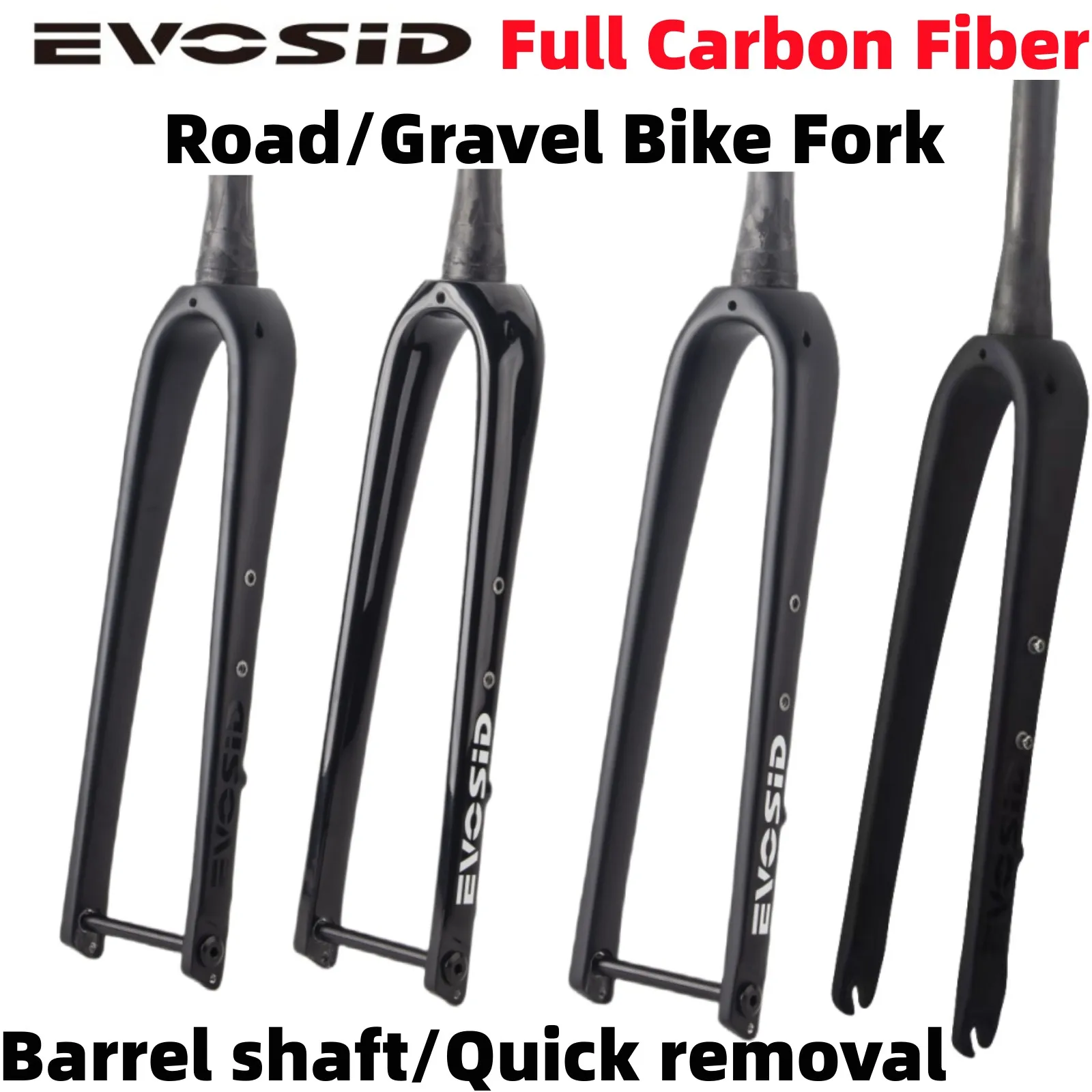 

EVOSID Road Bike Front Fork Carbon Fiber Ultralight 454g Gravel Bicycle Fork 700C Barrel Shaft Quick Remova Disc Brake V-brake