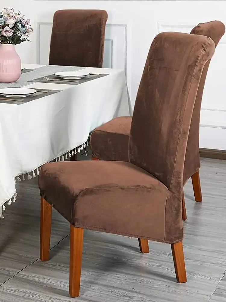 Housse de chaise élastique en velours, housse de chaise domestique universelle pour chaise de salle à manger d'hôtel