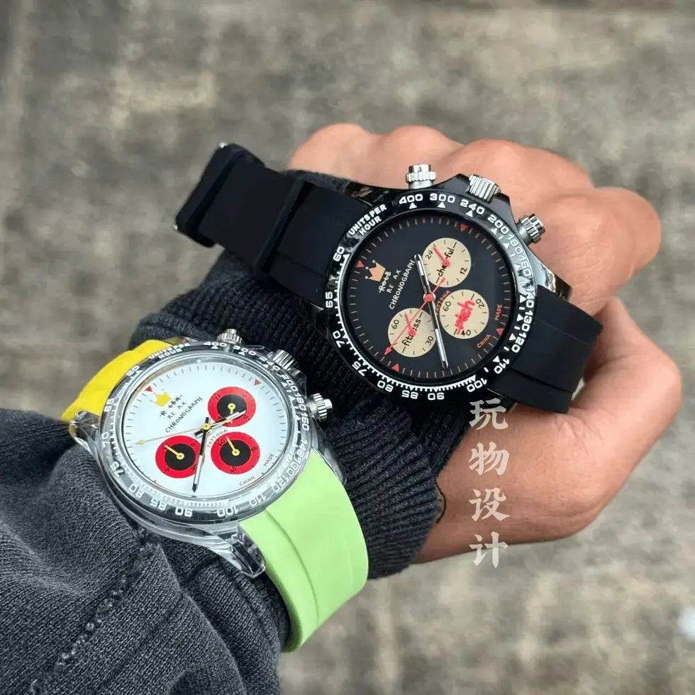 Y2K Institute Quartz Watch Unique Crown Design Waterproof Multi-Function Chronograph Fashionable Niche Suitable for Couples
