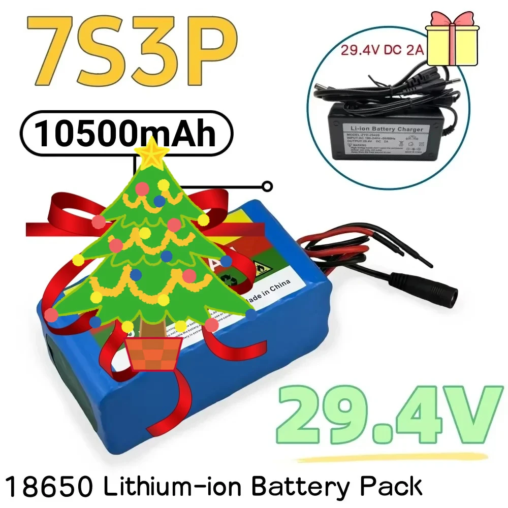 

18650 High-capacity Battery Pack Built in BMS Safe and durable With 29.4V Charger 7S3P 24V 10500mAh Li-ion Battery