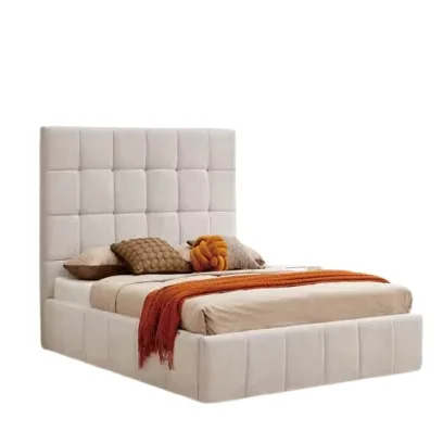 

Modern Minimalist Leather Fabric Wooden Metal Bed Bedroom Hotel Villa Apartments Bedpromote sales