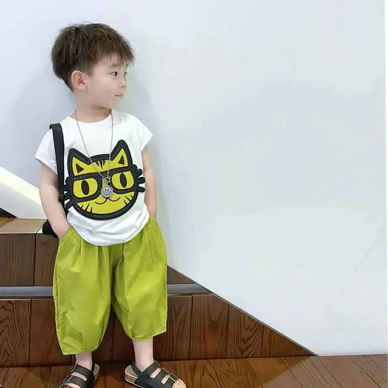 

Kids Clothes Boys Summer Cartoon Sets Casual Cotton Short Sleeve T-shirt+Loose Pant Outfit Casual Children's Set For 2-7Years