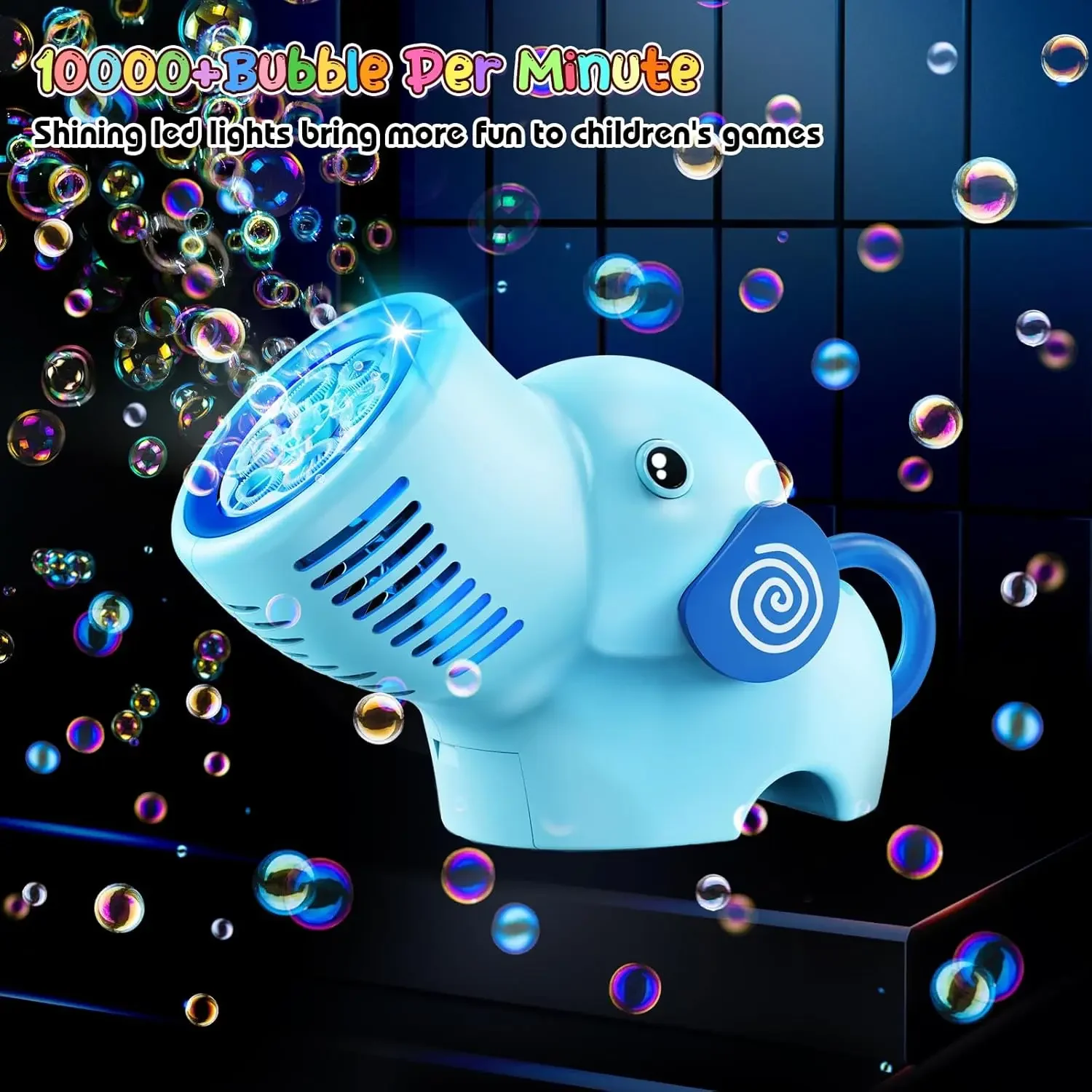 Automatic Bubbles Blower Toy LED Lights with Rechargeable Battery Cute Elephant Bubble Machine Kids Toys for Boys Children Gifts