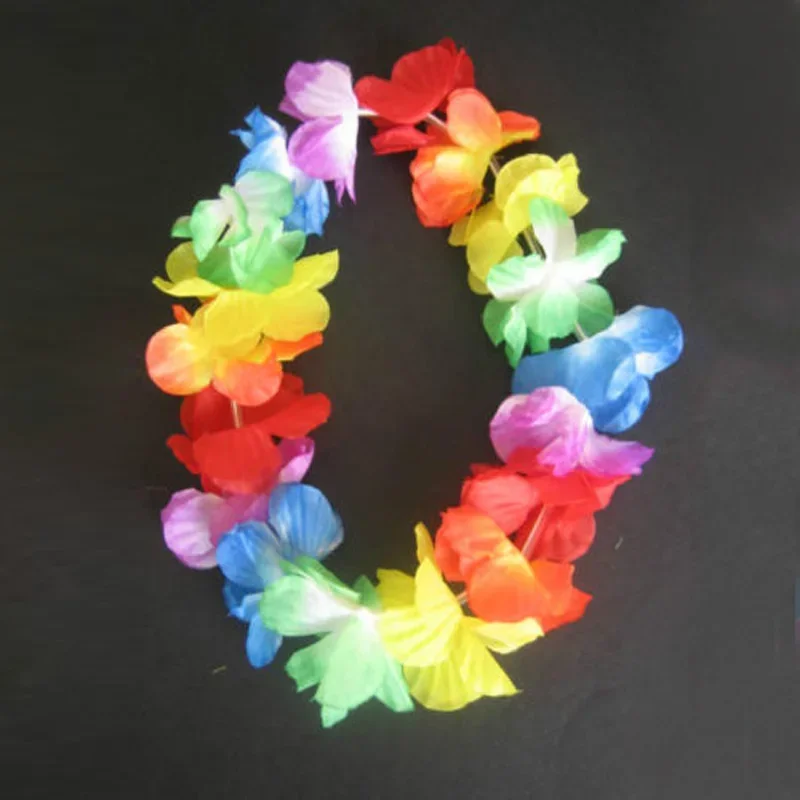 

Flower Garlands Fun Wedding Home 4Pcs Set Necklace Leis Fancy Dress Colorful Hawaiian Decorations Realistic New