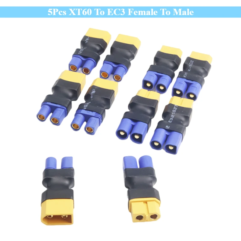 5 قطعة محول XT60 إلى EC3 أنثى إلى ذكر التوصيل عمداء موصلات التوصيل RC هليكوبتر كوادكوبتر يبو أجزاء التحكم في البطارية لتقوم بها بنفسك توسيع