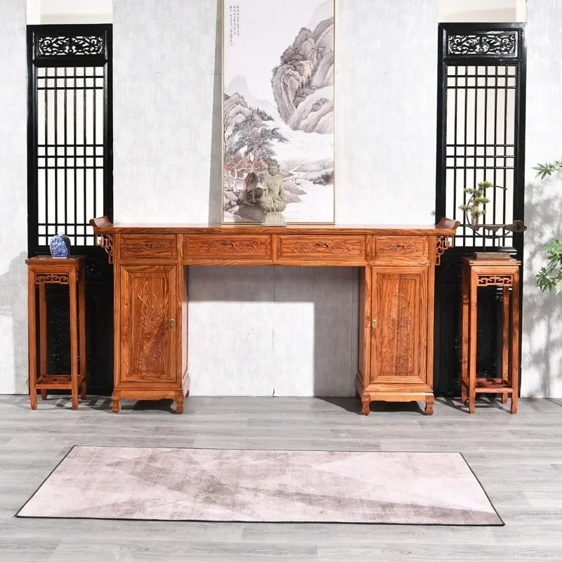 Solid wood bar case offering table Buddhist platform household rural central hall offering table Economic entrance table
