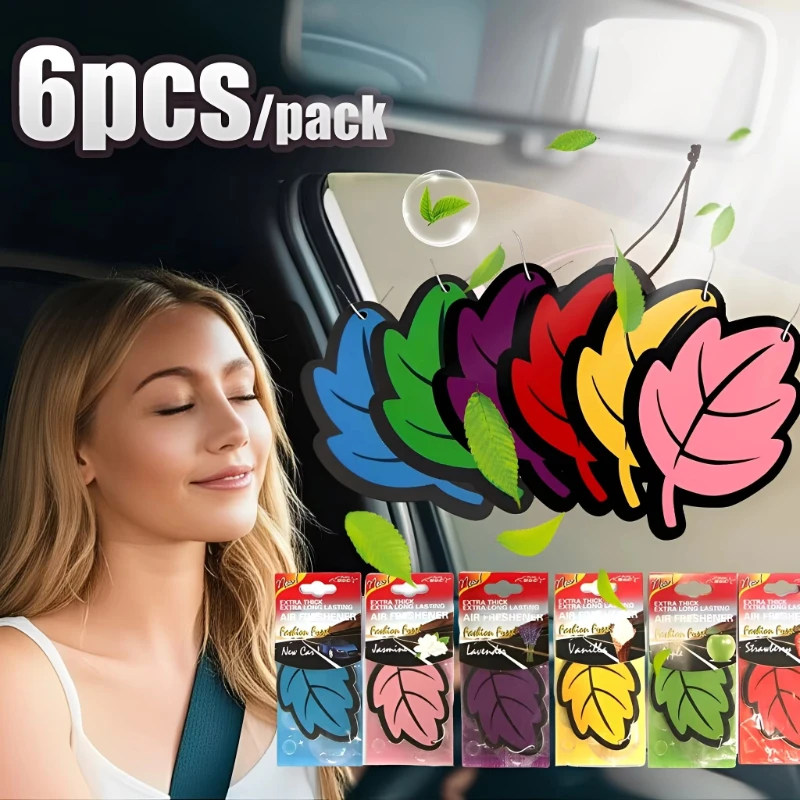 1/2/4/6 سيارة معطّر الهواء الطبيعي المعطرة ورق الشاي السيارات معلقة الفانيليا العطور العطر ورقة شكل اكسسوارات السيارات الداخلية