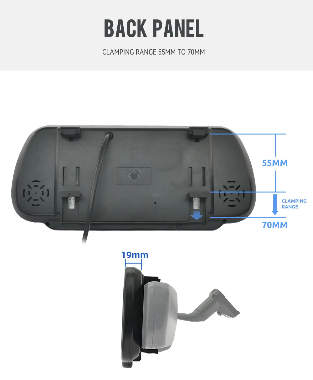 MJDOUD 7-Zoll-Auto-AHD-Raumspiegelmonitor für das Parken von Fahrzeugen, TFT-LCD-HD-Bildschirm für Rückfahrkamera, Rervesing Dispaly Universal – Detail 4