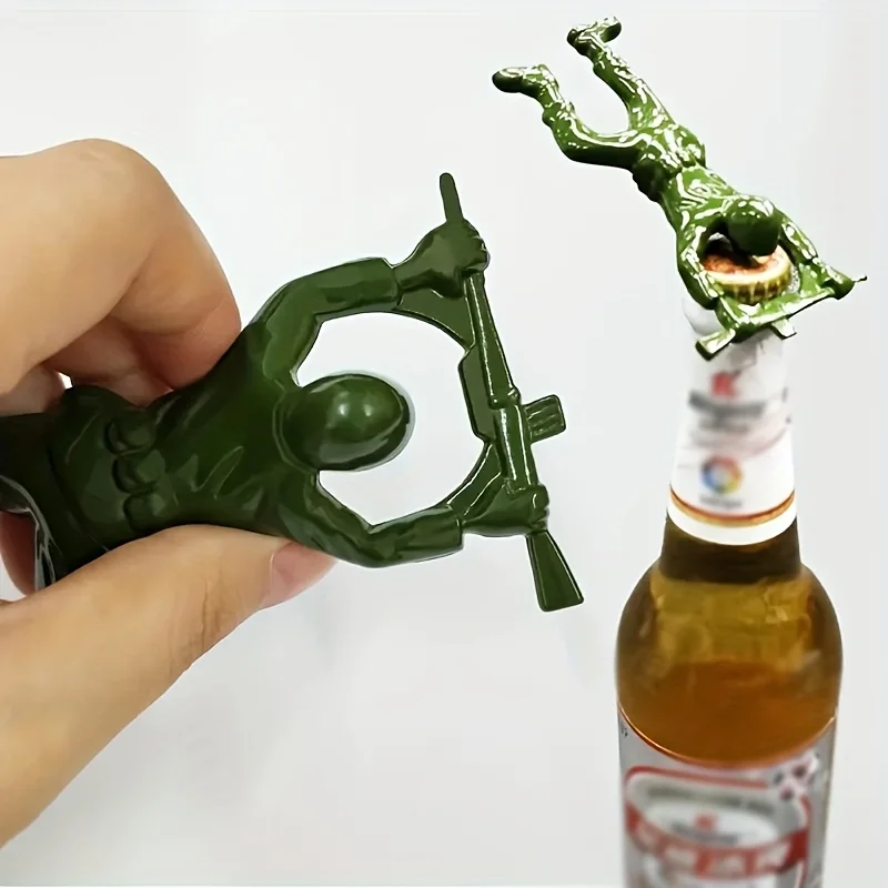 

Открывалка для бутылок в форме солдата, зеленая, в военном стиле, оригинальный подарок для мужчин, папы, аксессуар для пива, украшение для бара