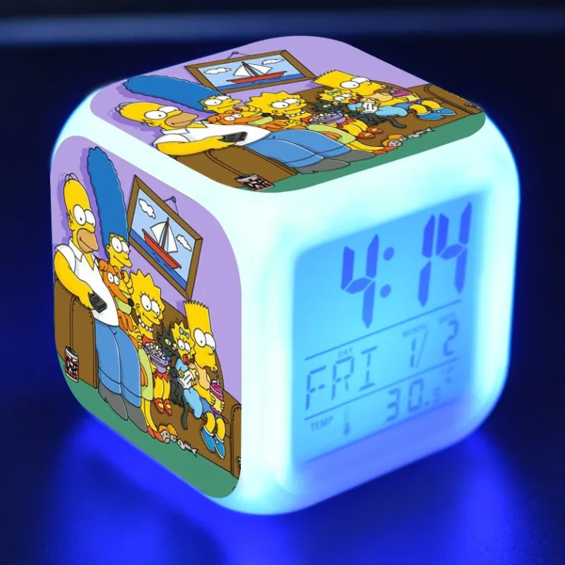 Simpsons Homer Alarm Clock Digital LCD Alarm Clock with Calendar Thermometer Portable Alarm Clock Desktop Decorations Gifts New