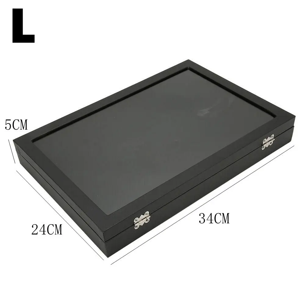 Pu Badge Storage Box New High-Capacity Wood Chest Pin Display Box Empty Transparent Glass Cover Medal Display Case