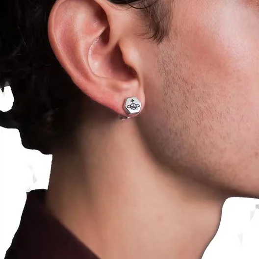 أقراط براغي زحل للرجال والنساء ، نسخة عالية ، إمبرس أرملة ، فيفيان ، أسلوب فاتن ، شخصية