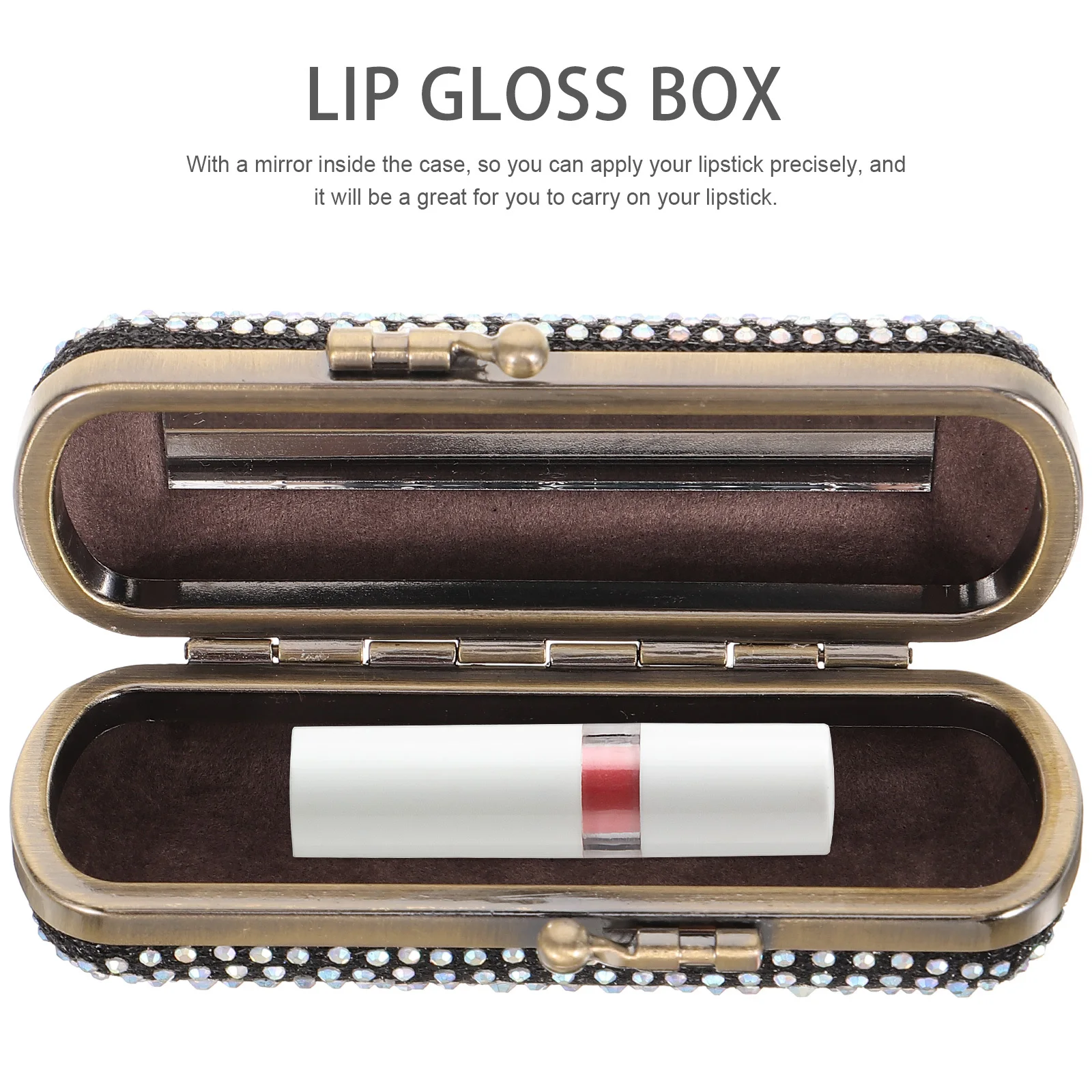 

Lipstick Case with Mirror Multi-Functional Vintage Metal Lipstick Holder for Purse Anti-Breakage Alloy Makeup Organizer Travel