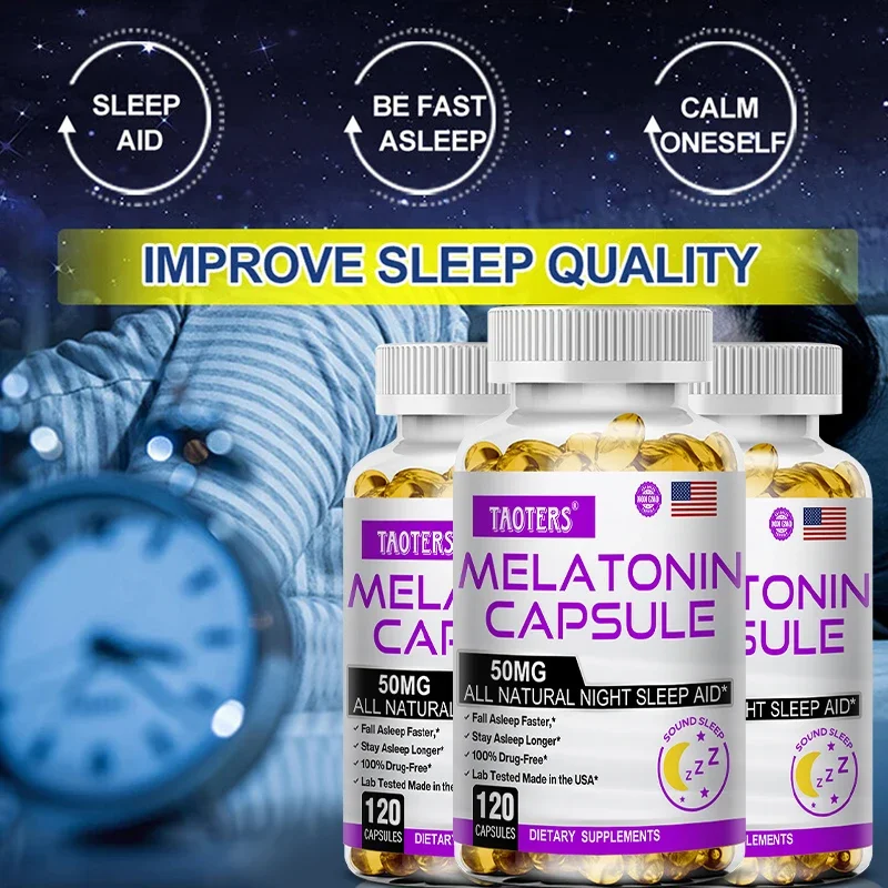 Melatonin 50 Mg Quick Dissolve 120 Capsules - Natural Sleep Supplement, Sleep Quality, Vegetarian, Non-GMO, Gluten-Free