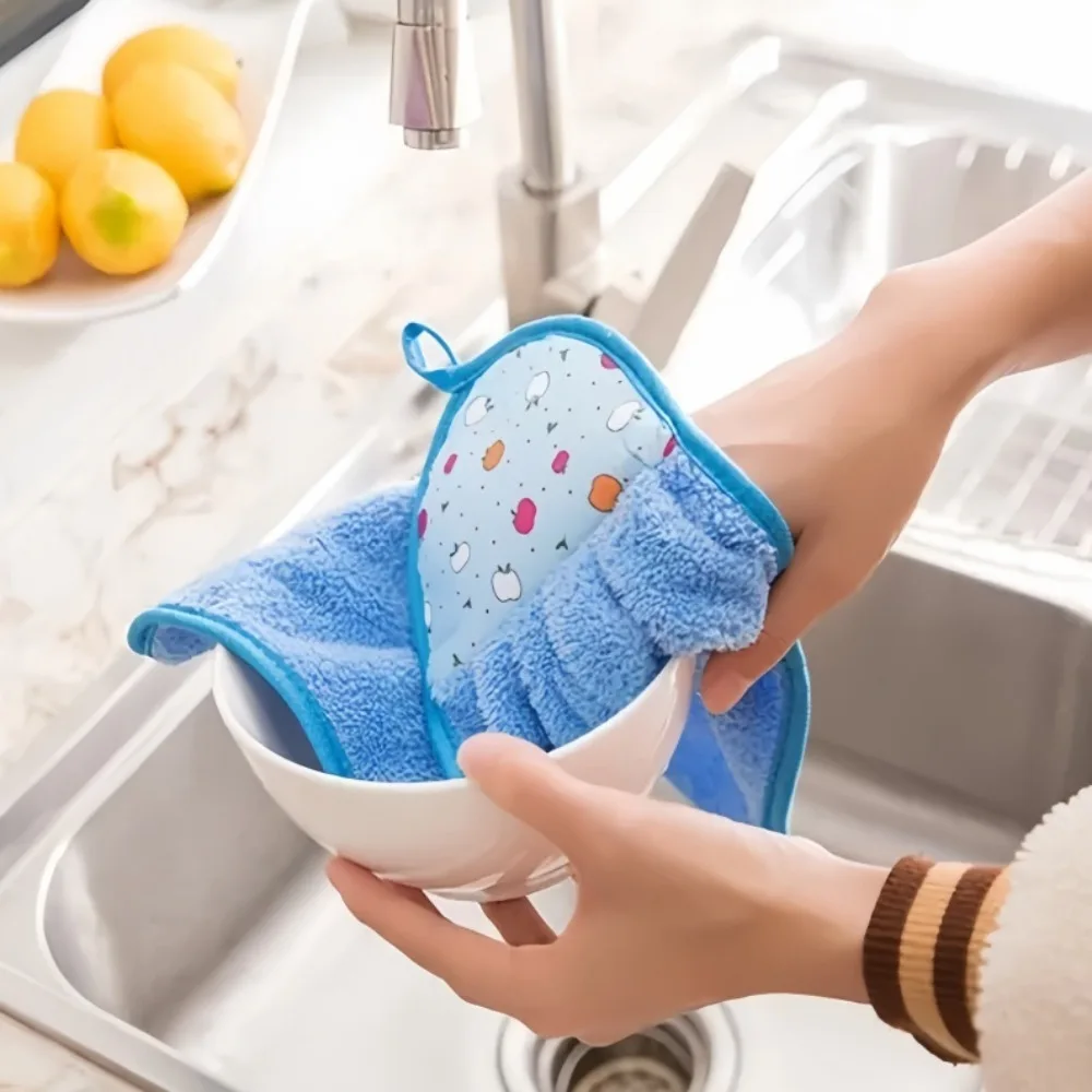 4pcs Small Hand Towels for Kitchen Bathroom Coral Velvet Soft Quick Dry Super Absorbent Cleaning Cloths Dishcloths Rubbing Cloth