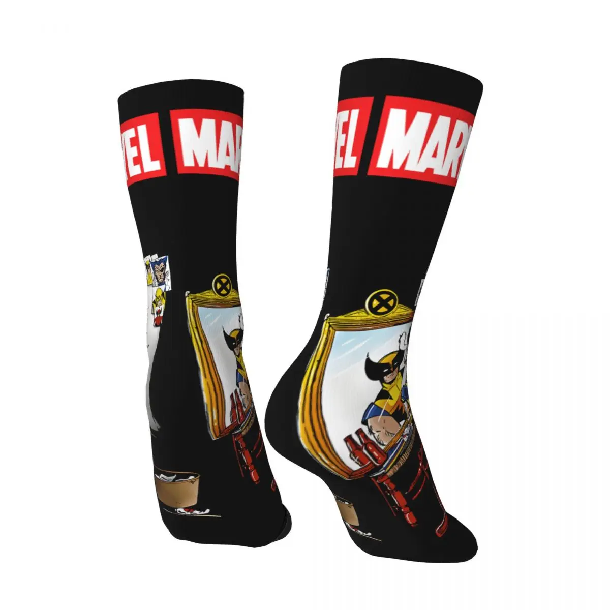 Snikt Portrait Men's Socks Retro Harajuku Marvel X-man Deadpool & Wolverine Hip Hop Novelty Seamless Crew Crazy Sock