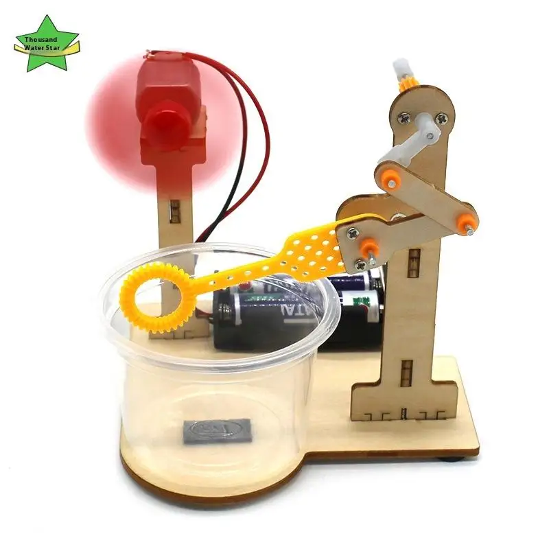 ชุดของเล่นเสริมพัฒนาการเด็กเล็ก เทคโนโลยีไม้ ของเล่นเครื่องทำฟองสบู่แบบหมุนมือ สำหรับเด็ก ทดลองวิทยาศาสตร์ อุปกรณ์ช่วยสอน