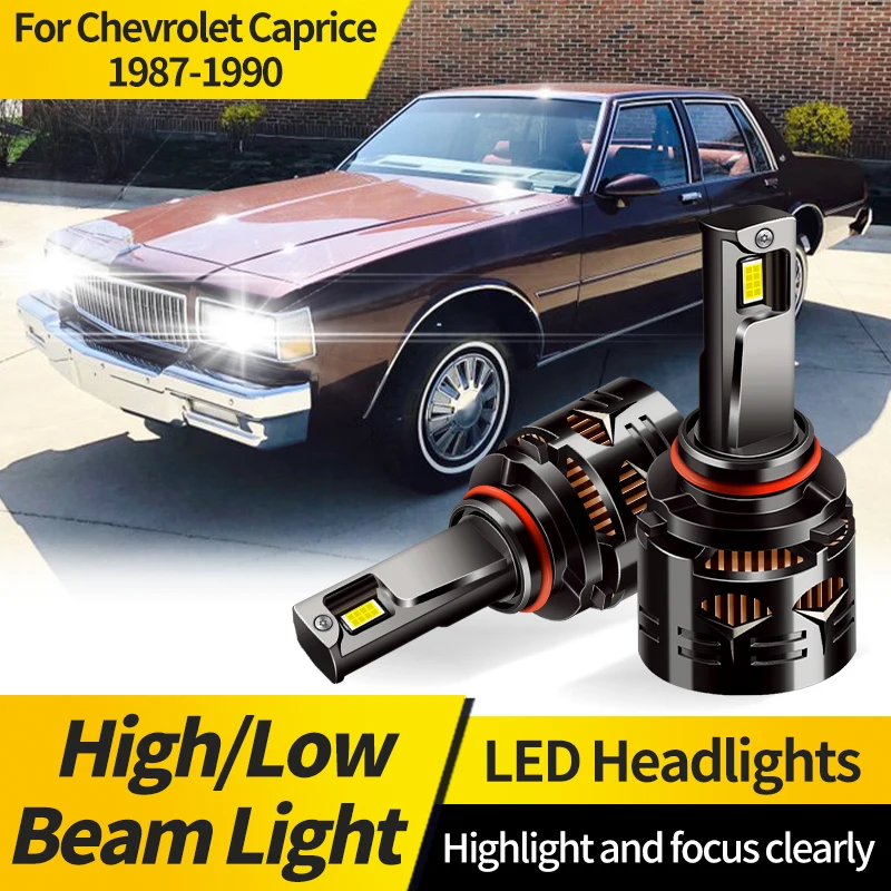 

2PCS 9005 HB3 LED Headlight 9006 HB4 Super Bright Auto Hi/Lo Beam Lamp 6000K White Turbo Bulbs For Chevrolet Caprice 1987-1990