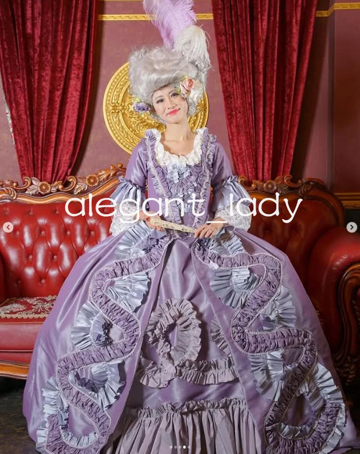 18 antoinette תחפושת שמלות נשף ויצ 'ן מרוקן plated מותאם אישית בגודל רוקו שרוול ארוך eערב שמלת ערב שמלת