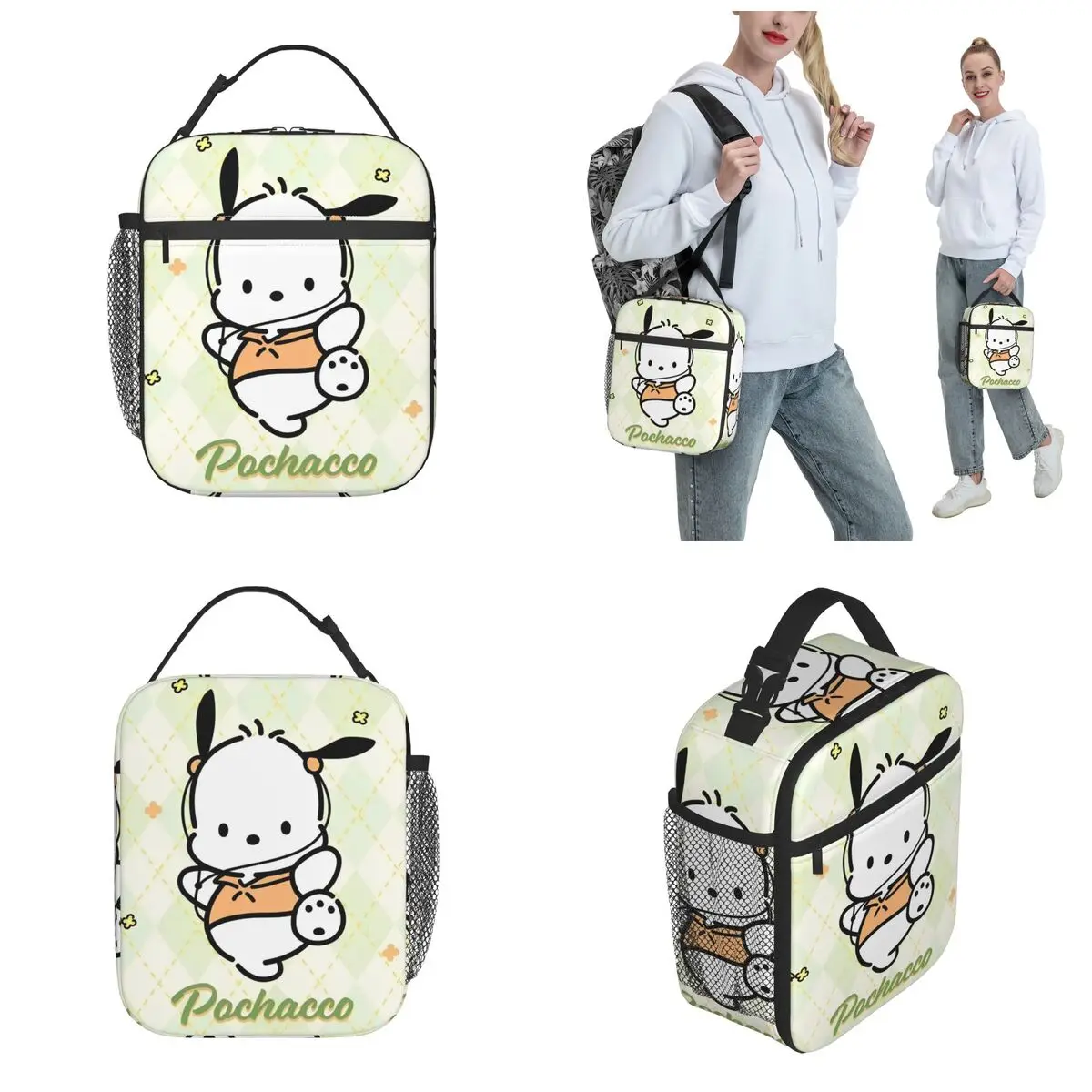 Pochacco tańcząca izolowana torba na Lunch o dużej pojemności pojemnik na posiłek Kawaii torba termiczna torba pudełko na Lunch torba Bento piknikowy