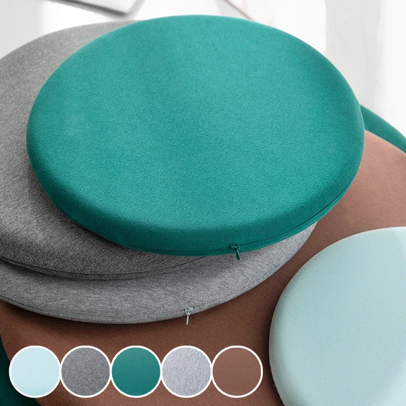 

Solid Color Round Chair Pad Memory Foam Slow Rebound Floor Pillow Anti-Slip Removable Cushion for Garden Office Bedroom Outdoor