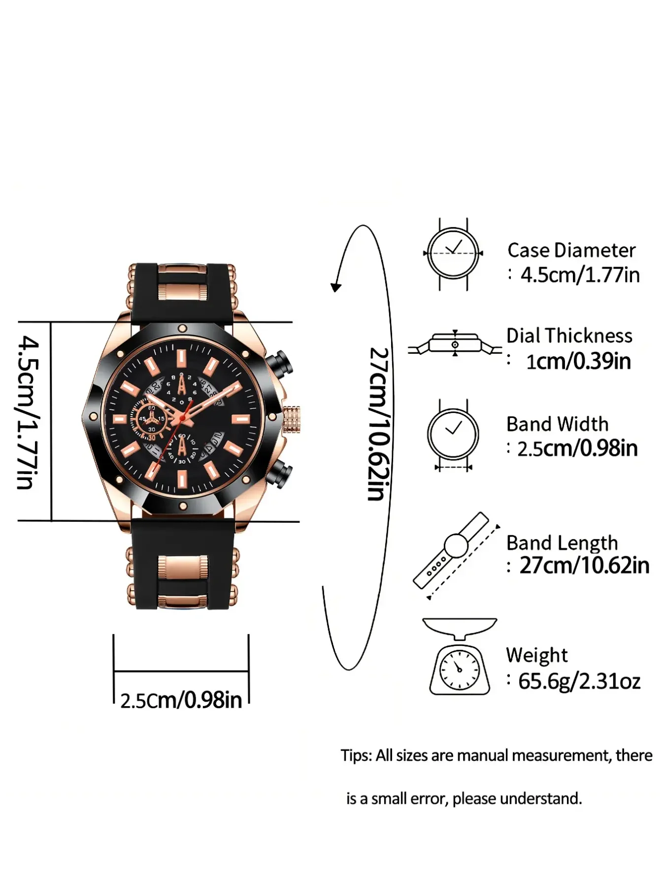 Men's Quartz Watch Set with Silicone Strap, Analog Round Face, Hardlex Glass, Perfect for Daily Wear, Parties, Birthday Gifts