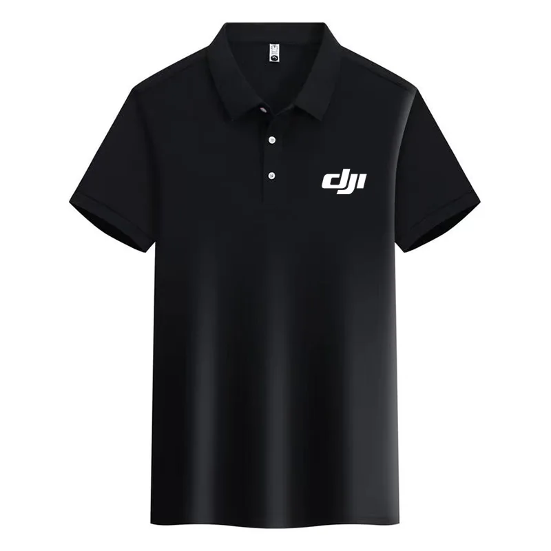 dji Summer new men's polo shirt with anti pilling collar, short sleeved casual business fashion, slim fitting men's polo shirt