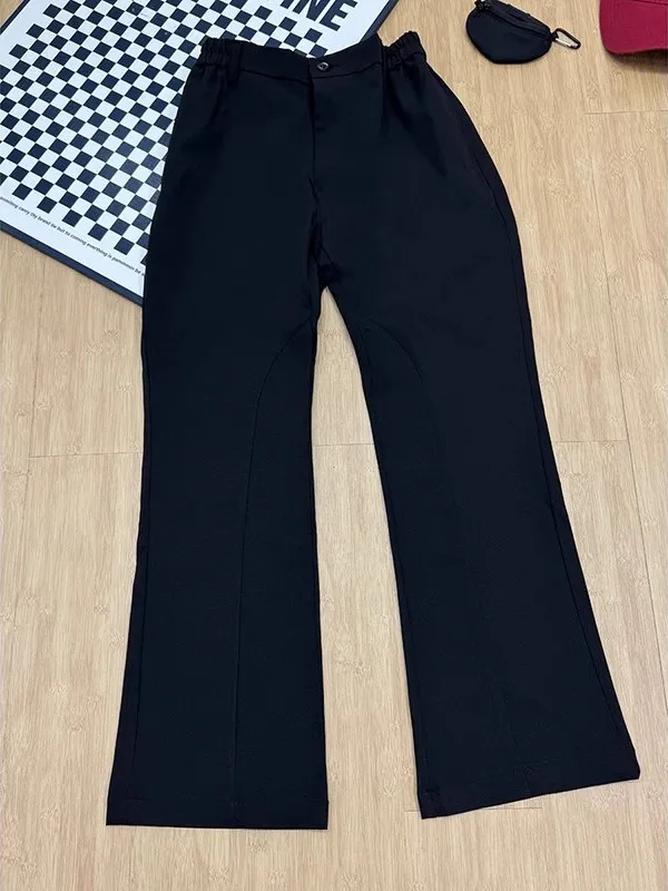 

Черные прямые брюки Slim Fit для мужчин, весенне-осенние, элегантные, струящиеся, укороченные, премиум-класса, молодежные, повседневные