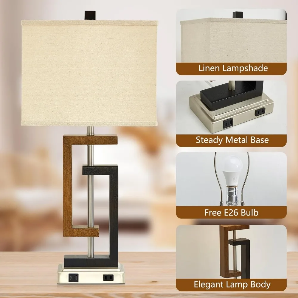 Imagem -05 - Dimmable Touch Control Table Lamp Candeeiros de Cabeceira com tipo Night Stands Way Quarto Conjunto de 2