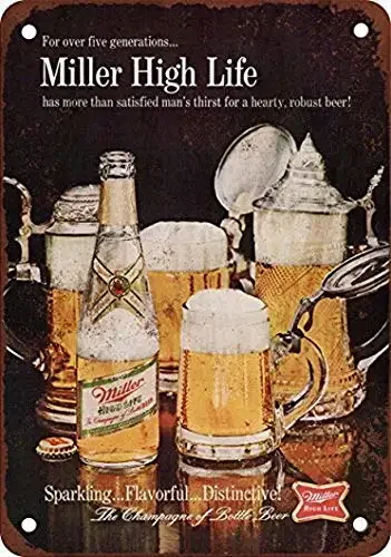 1967 Miller High Life Beer Vintage Look Reproduction Metal Tin Sign 8X12 Inches