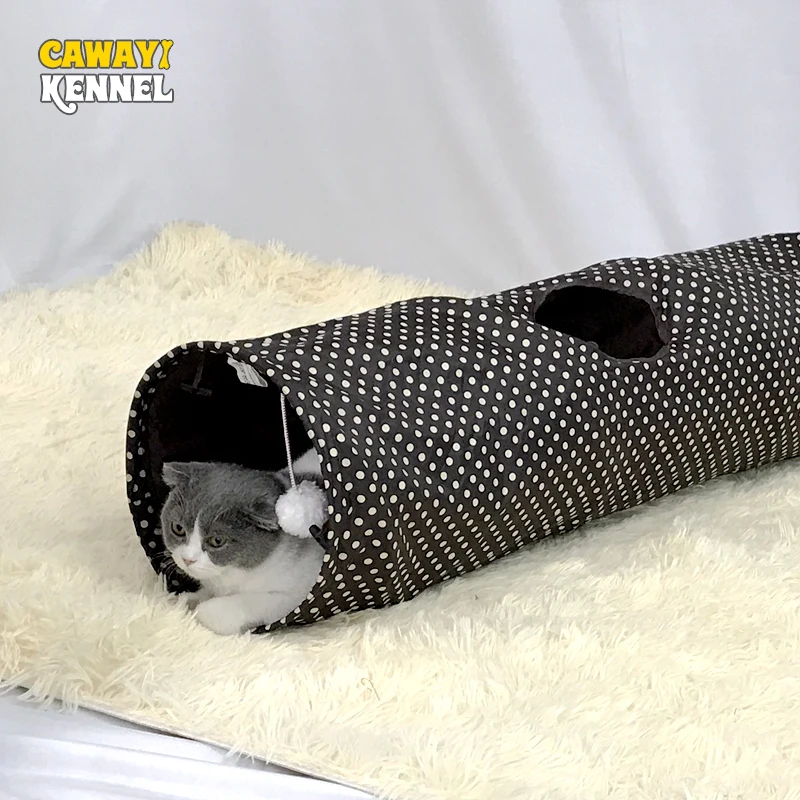 

Cawayi Kennel Cat Tunnel Pet Tube Collapsible Play Toy Indoor Outdoor Kitty Puppy Toys for Puzzle Exercising Hiding Training