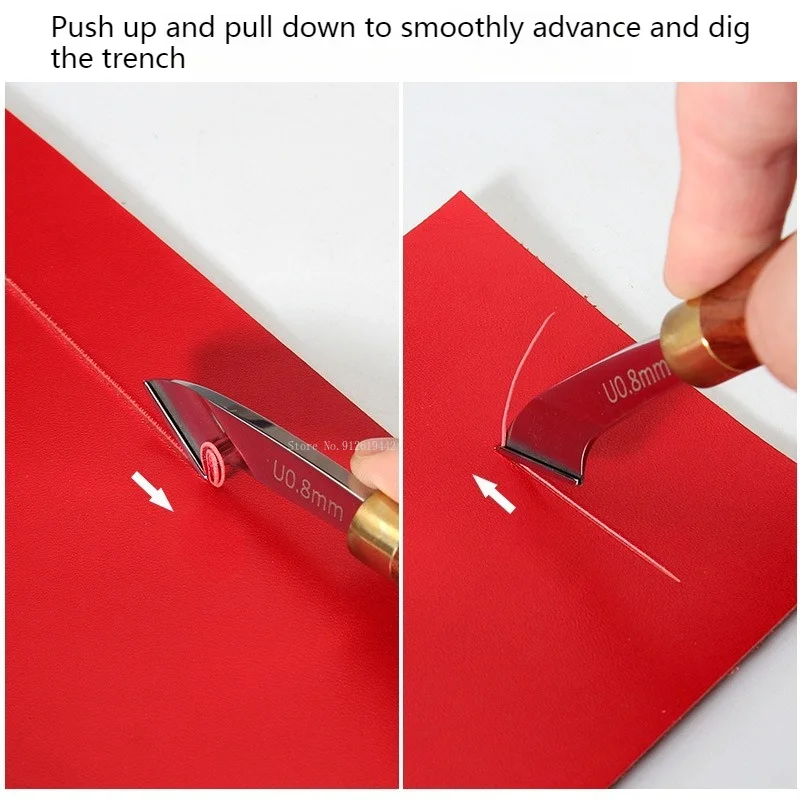 Leather Tools Push-pull Dual-purpose dig slot device Slotting Machine Wood Handle DIY Edge Chipper Leather Surface Processor