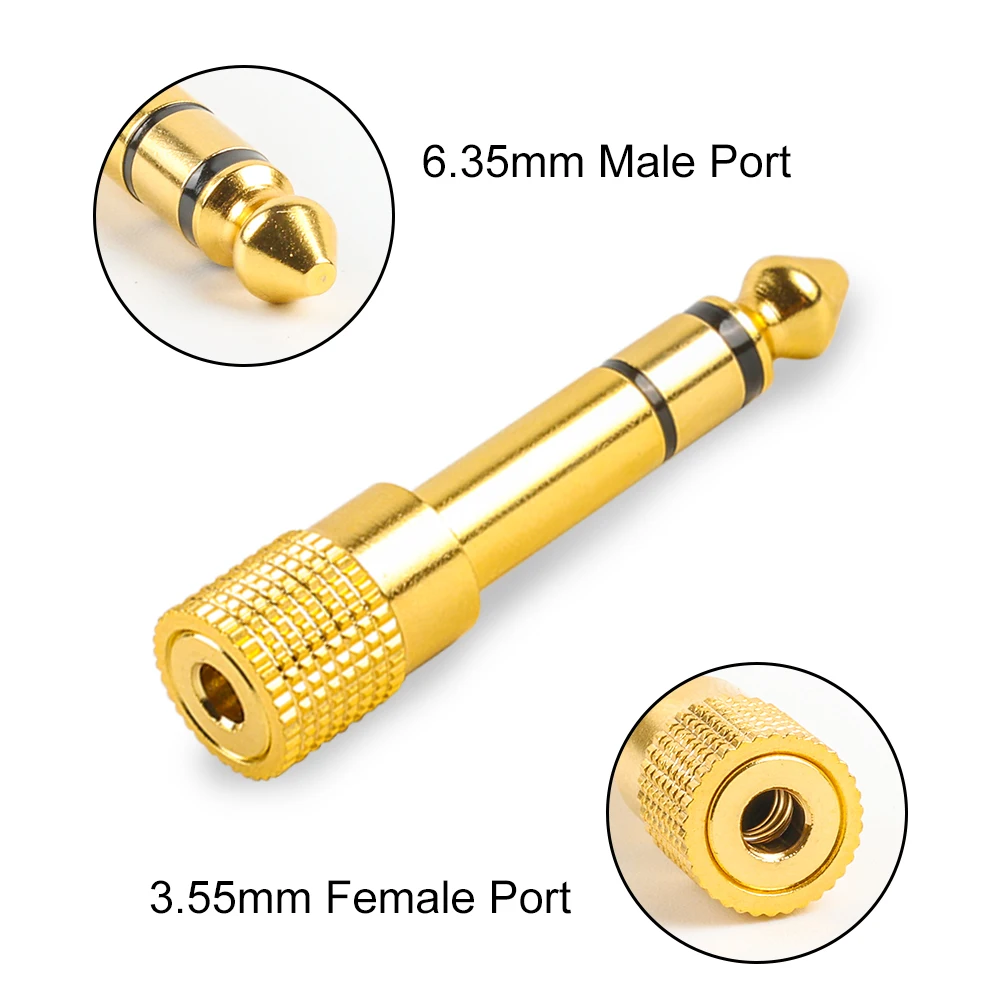ZOGUO Banhado a Ouro 6.35mm 1/4 Macho para 3.5mm 1/8 Fêmea Stereo Headphone Adaptador Audio plug para Speaker Guitarra Piano Digital