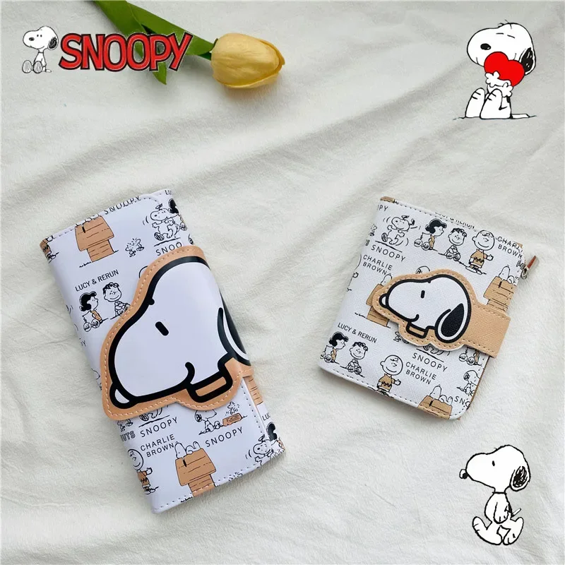 

Snoopy Wallet Cute Cartoon Student Two Fold Large Capacity Wallet Girls Boys PU Zipper Card Holder Coin Purse for Kids