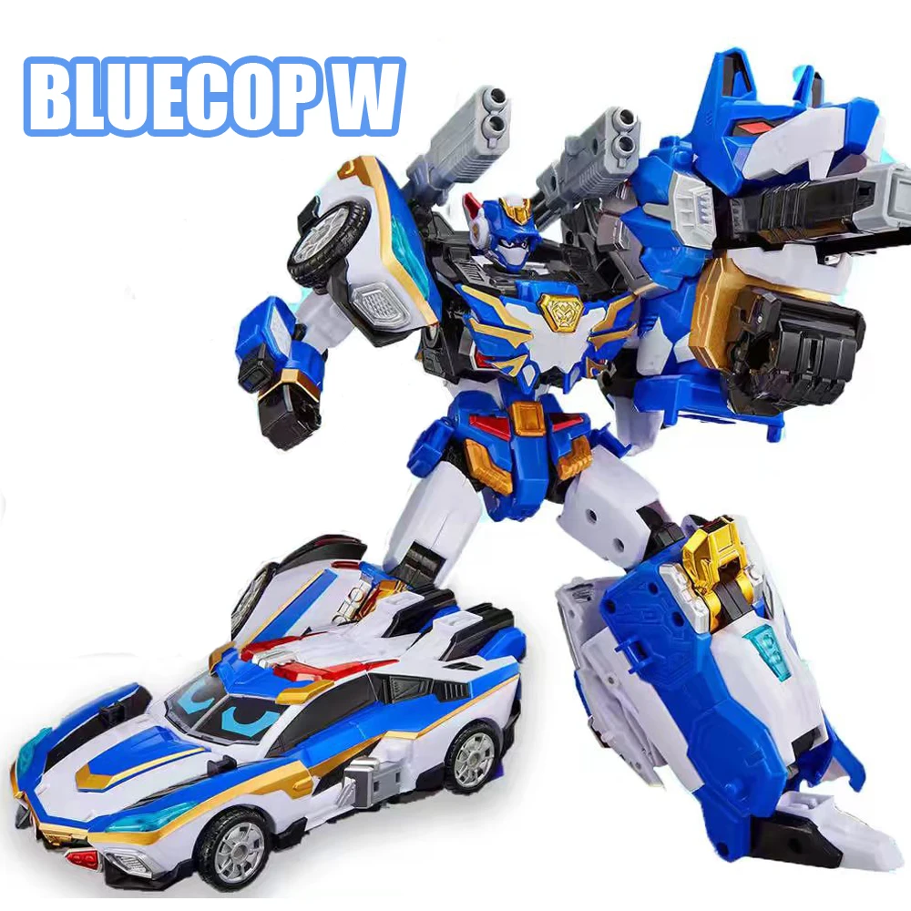 Metal Cardbot S BLUE COP W Transforming Robot Squad Car Card Toy Action Figure ABS Transformation Model Children Gift