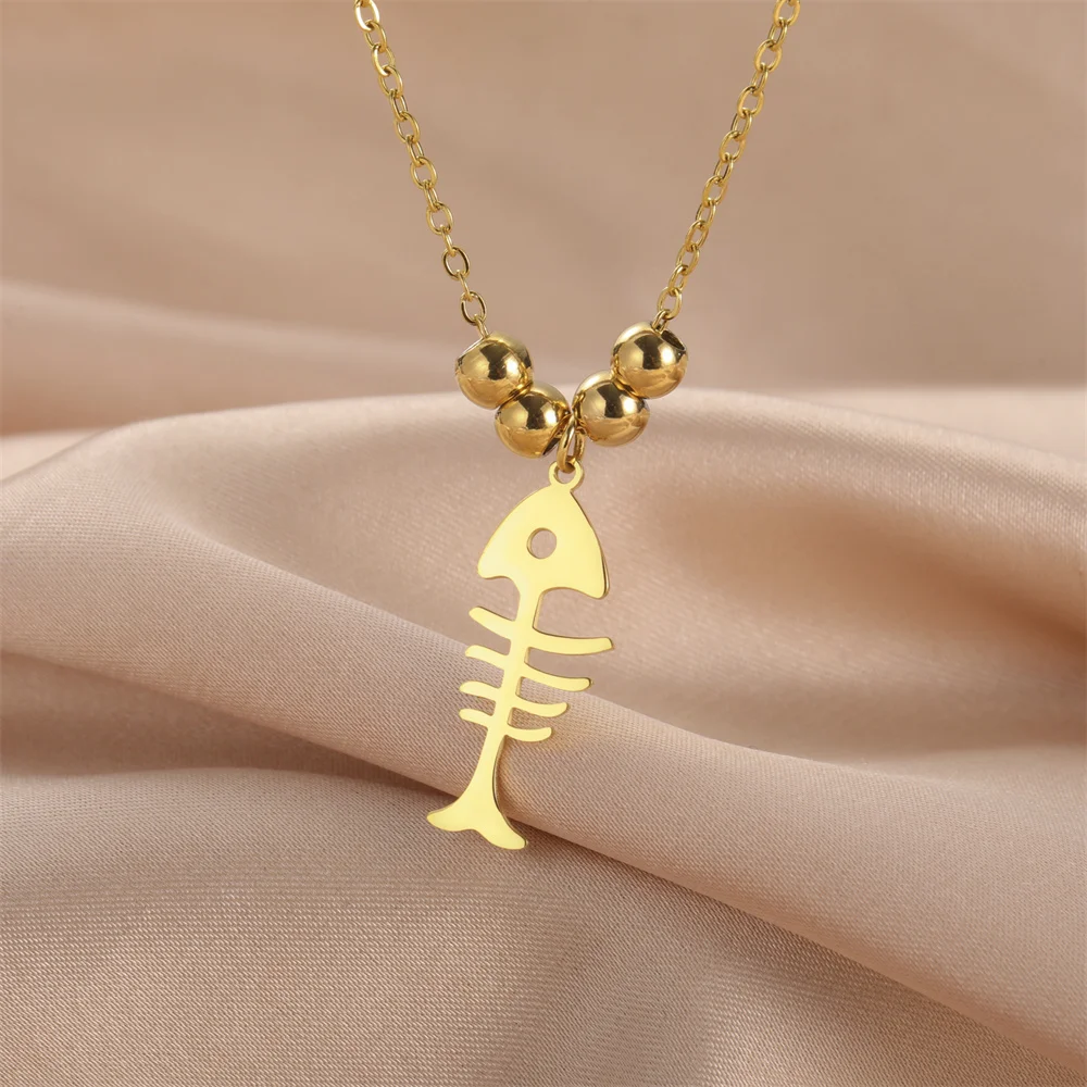 My Shape Katzen-und Fischgräten Anhänger Halsketten für Frauen Mädchen Kätzchen Tiere Charms Halskette Halsreif Edelstahl Schmuck – Detail 30
