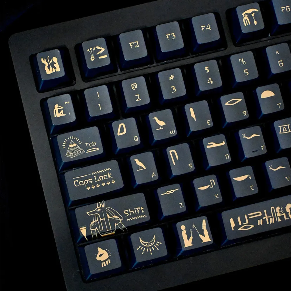 Imagem -02 - Pharaoh Subbed Teclado Mecânico Pharaoh Keycap Iso Enter Switches Gateron Outemu mx 142 Chaves Pbt 1.5 mm Perfil Cereja