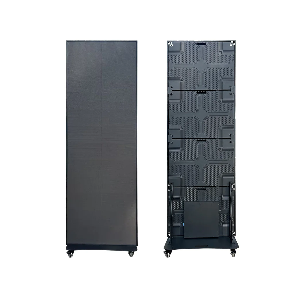 P1.53 P2 Indoor LED Poster Screen Full Color HD Vertical Advertising Display Plug & Play Wheels Retail Store Lobby Use