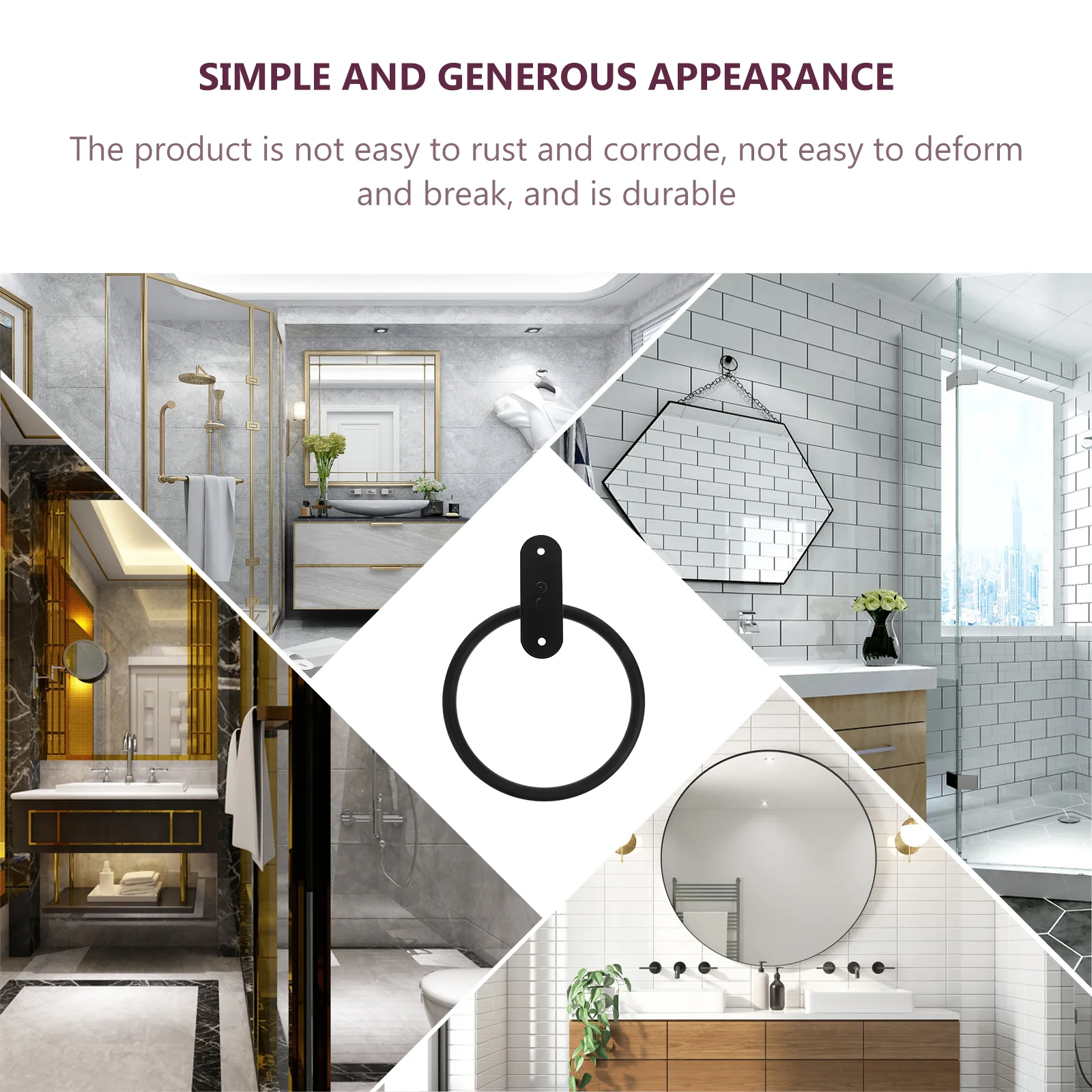 

Elegant Space Aluminum Towel Hanger High Capacity Bathroom Ring Nail Free Glue Installation Towel Ring Storage Hanger