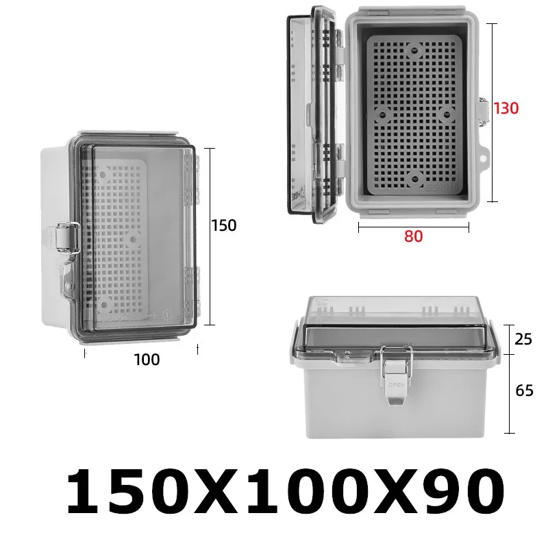 5.9×3.9×3.5 Inches Clear Housing ABS Plastic Electronic Distribution Box For DIY Projects Din Rail Enclosure With Cable Glands