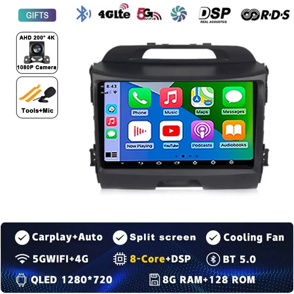 Voor KIA Sportage 3 Sportage R 2010-2016 Android 15 Autoradio Android Carplay Multimedia Speler autoradio 4G wifi Qualcomm 2din