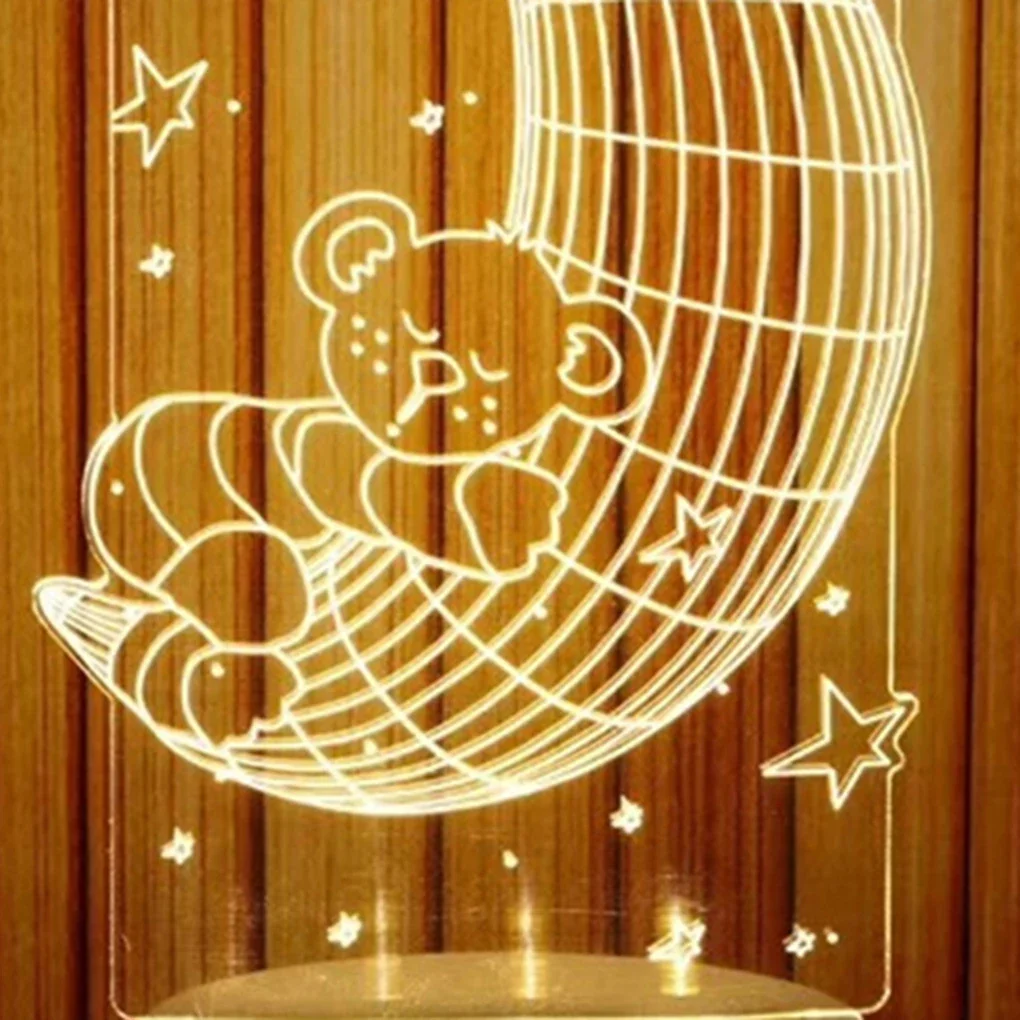 Lámpara de noche LED de animales 3D, regalo de cumpleaños para dormitorio infantil