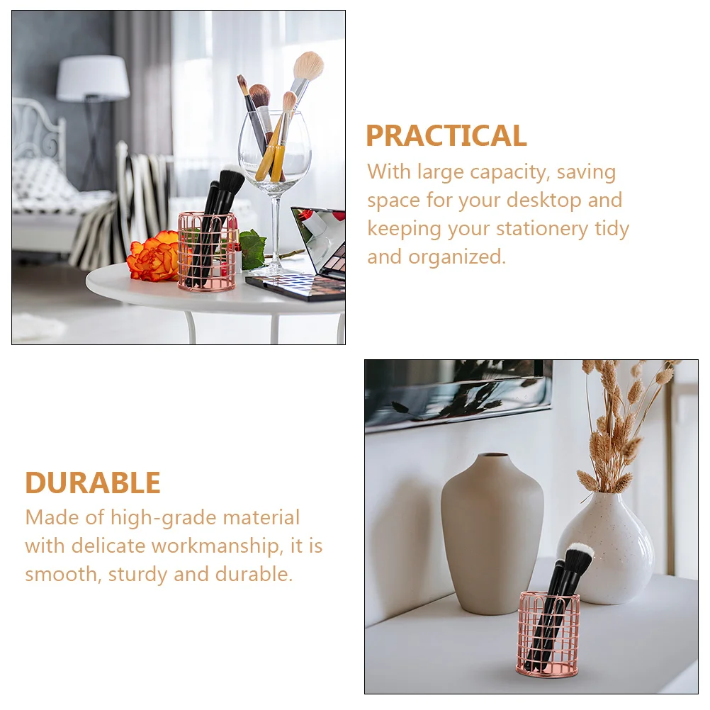 

2Pcs Wire Metal Makeup Brush Holder Pencil Cup Holder Large Capacity Desktop Organizer for Office Study Bedroom Desk Storage