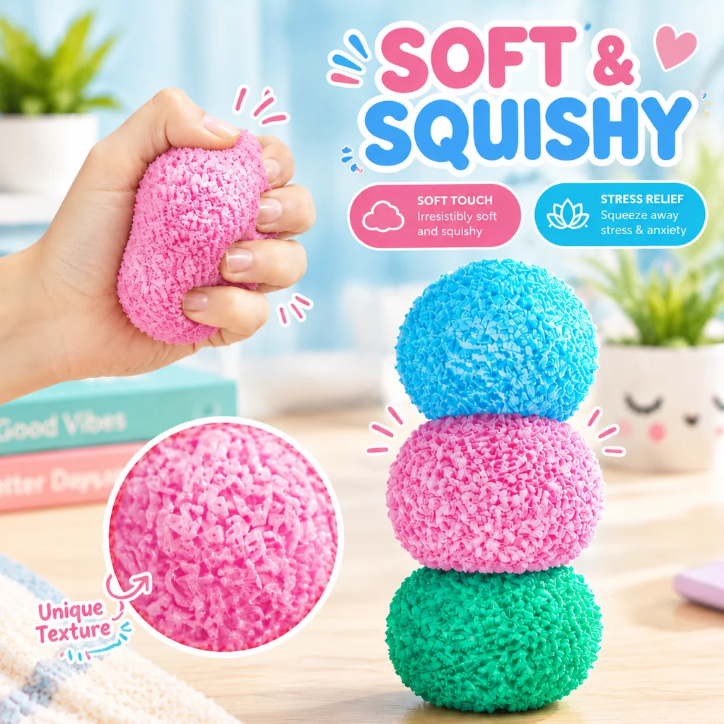 Ice Ball Squeeze Toy Soft Pinch Pop Fidget Squishy Multicolor Texture for Kids Adult Children Halloween Christmas Gifts 1Pc